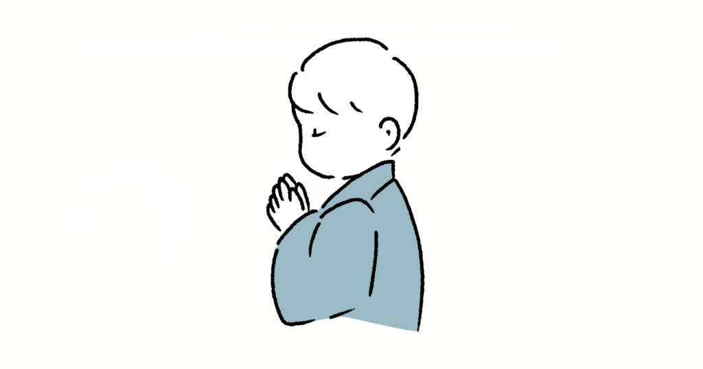 お参りしているイラスト